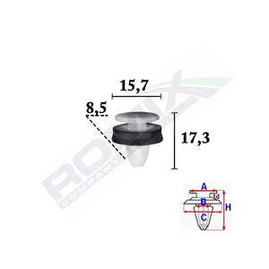 Clips fixare elemente exterior pentru Ford transit 2014 -8.5X17.3MM alb - set 10 buc Romix C70342 – imagine 2
