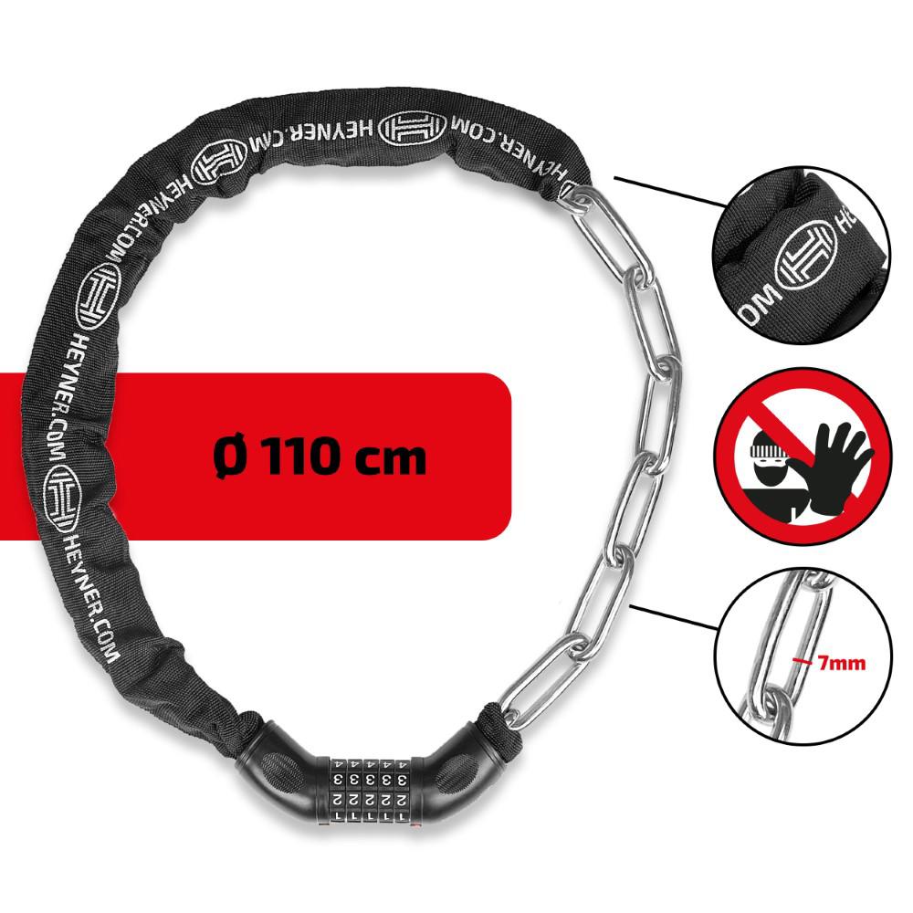 Antifurt pentru bicicleta 110 cm cu cifru Heyner 851110