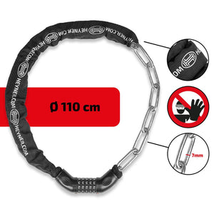 Antifurt pentru bicicleta 110 cm cu cifru Heyner 851110
