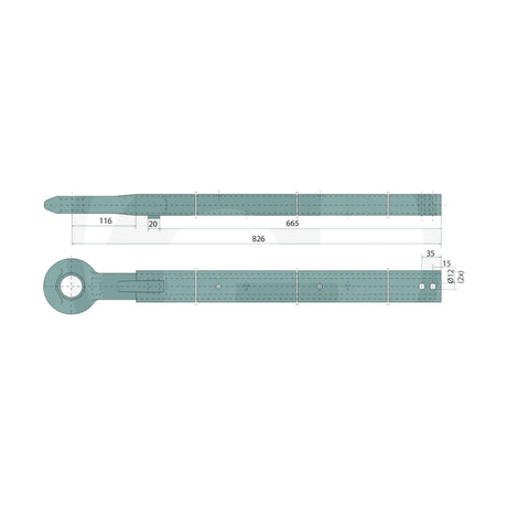 Schita dimensiuni Bara de tractiune AVM 80 D / E / EL – 880 x 55 x 40 mm BPW-Agrar 15810.10.265469