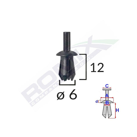 Clips fixare elemente exterioare pentru Opel 8X12MM - negru set 10 buc Romix A12710
