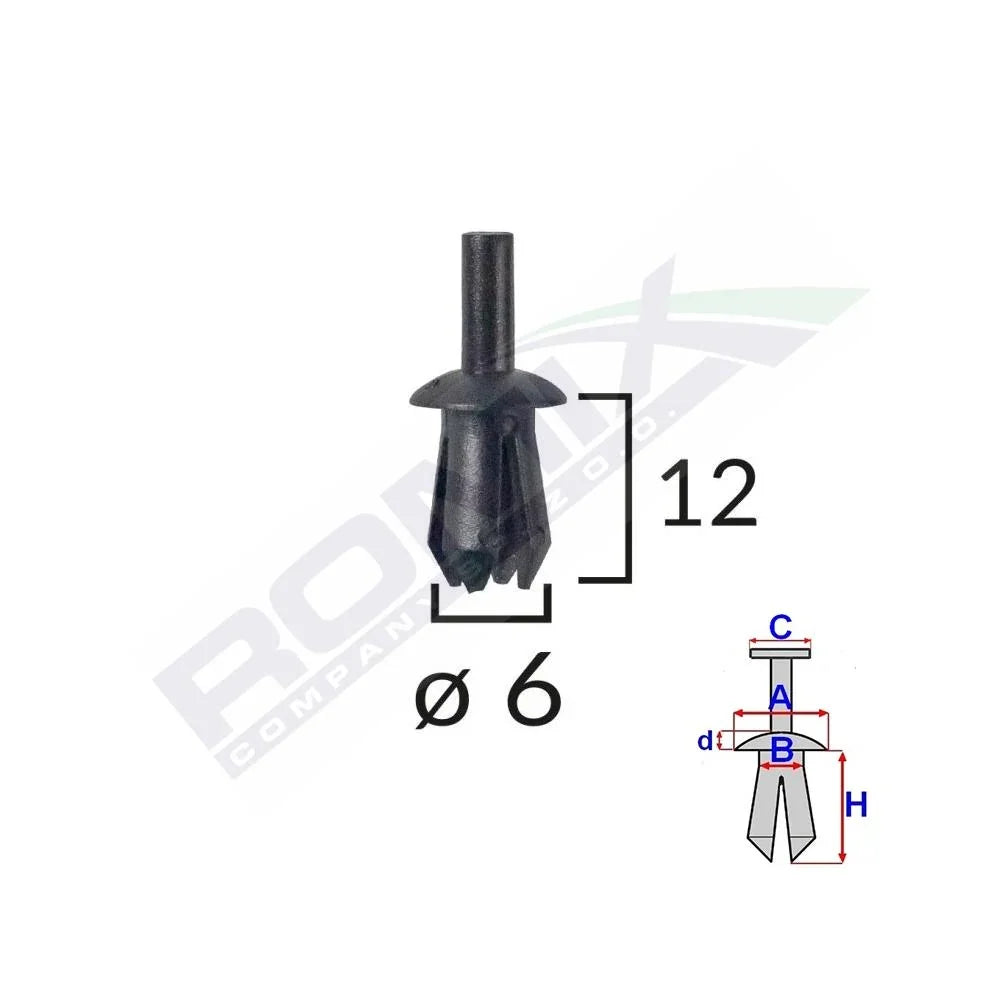 Clips fixare elemente exterioare pentru Opel 8X12MM - negru set 10 buc Romix A12710 – imagine 2