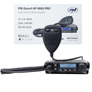 Statie radio cb Pni escort HP 6500 pro, multi-standard, vox, nrc, 4W, am-fm, 12V, sq, asq, mufa de bricheta inclusa PNI-HP-6500P