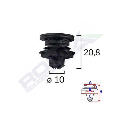 Clips tapiterie pentru grup vag - negru set 10 buc Romix 11468