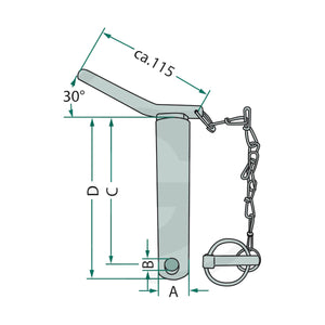 Schita dimensiuni Bolt tirant lateral cu lant GRANIT 20012861