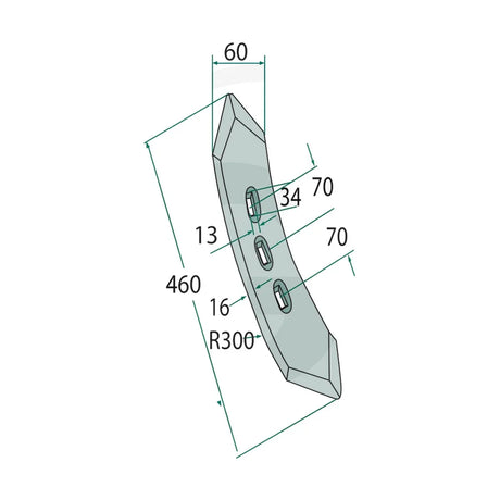 Schita dimensiuni Brazdar cultivator ingust reversibil 512x65x16mm compatibil Köckerling GRANIT 180101.IND-9003