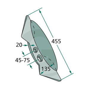 Schita dimensiuni Brazdar de margine tip inima dubla Raza= 300 compatibil Lemken GRANIT 180101.137-45-75
