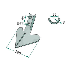 Schita dimensiuni Brazdar laba de gasca compatibil Köckerling GRANIT 56050 504032-6