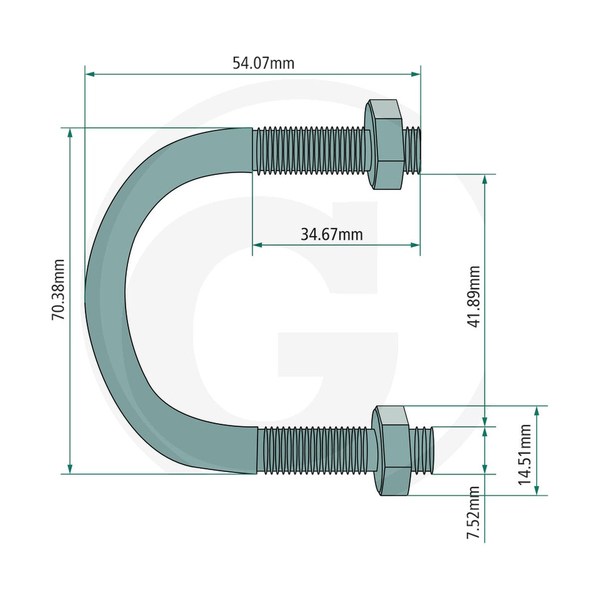Schita dimensiuni Brida de arc GRANIT 580580016
