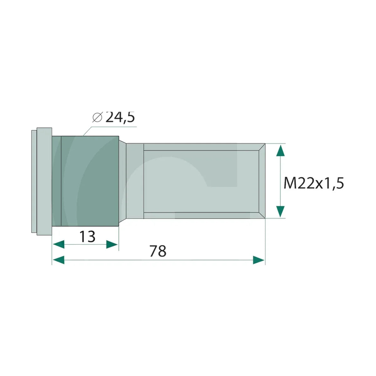 Schita dimensiuni Buloane roata M22 x 1, 5 x 80 mm GRANIT 357357004