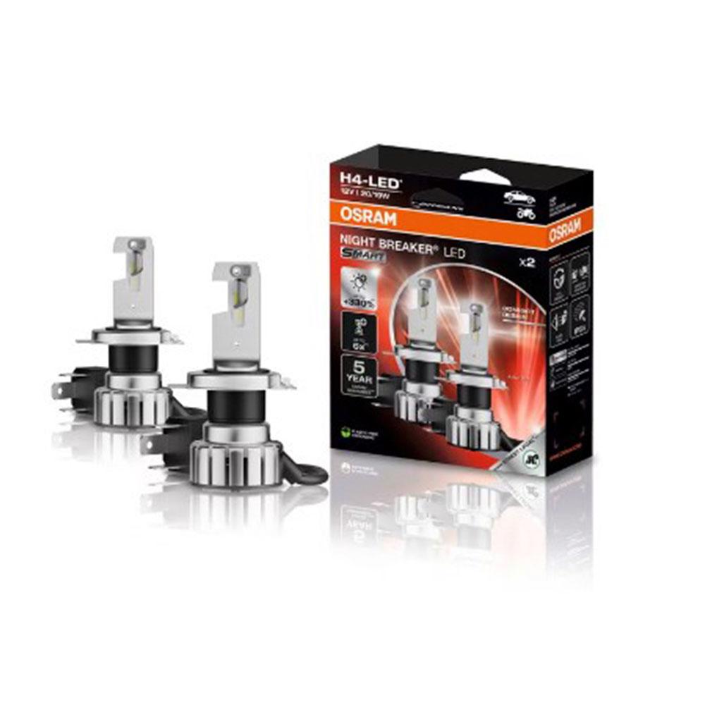 Set 2 becuri night breaker LED Smart H4 +330% blister omologare rar Ams-osram 64193DWNBSM-2HB