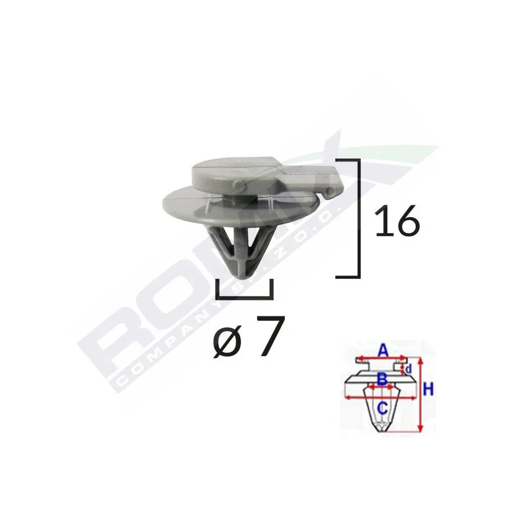 Clips fixare elemente exterior pentru Mini 7X16MM gri set 5 buc Romix C60605 – imagine 2