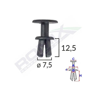Clips fixare pentru bmw/skoda 7.5X12.5MM - negru set 10 buc Romix A16867 – imagine 2