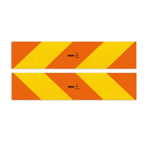 Set 2 placute reflectorizante 565X132 mm galben/rosu fluorescent aluminiu rf 70.01 Hico TWY073
