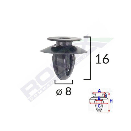 Clips tapiterie pentru Bmw Mini 8X16MM - negru set 10 buc Romix A16178