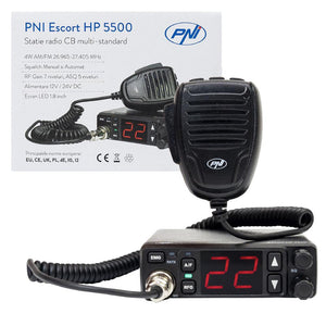 Statie radio cb Pni escort HP 5500, multistandard, 4W, am-fm, 12V/24V, asq, rf gain, mufa de bricheta inclusa PNI-HP5500
