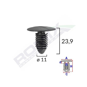 Clips tapiterie pentru gm 11X23.9MM - negru set 10 buc Romix B22002