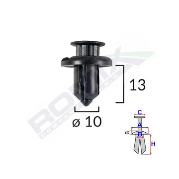Clips fixare bara fata pentru honda/mitsubishi 10X13MM - negru set 5 buc Romix B19233