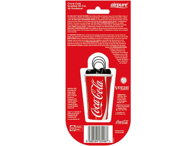 AIRPURE Odorizant auto, sticlă 3D, Coca-Cola original AP34467