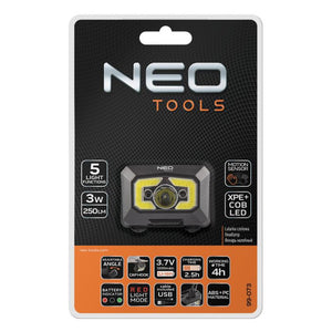 Lanterna de cap reincarcabila USB 250lm COB LED, cu senzor de miscare Neo Tools 99073 – imagine 4