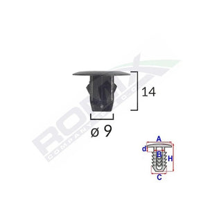 Clips fixare elemente roata pentru Honda 9X14MM negru set 10 buc Romix C60647 – imagine 2