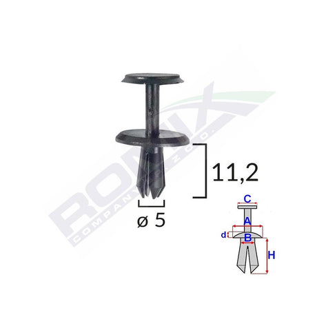 Clips fixare pentru Mercedes 5X11.2MM - negru set 10 buc Romix A82009