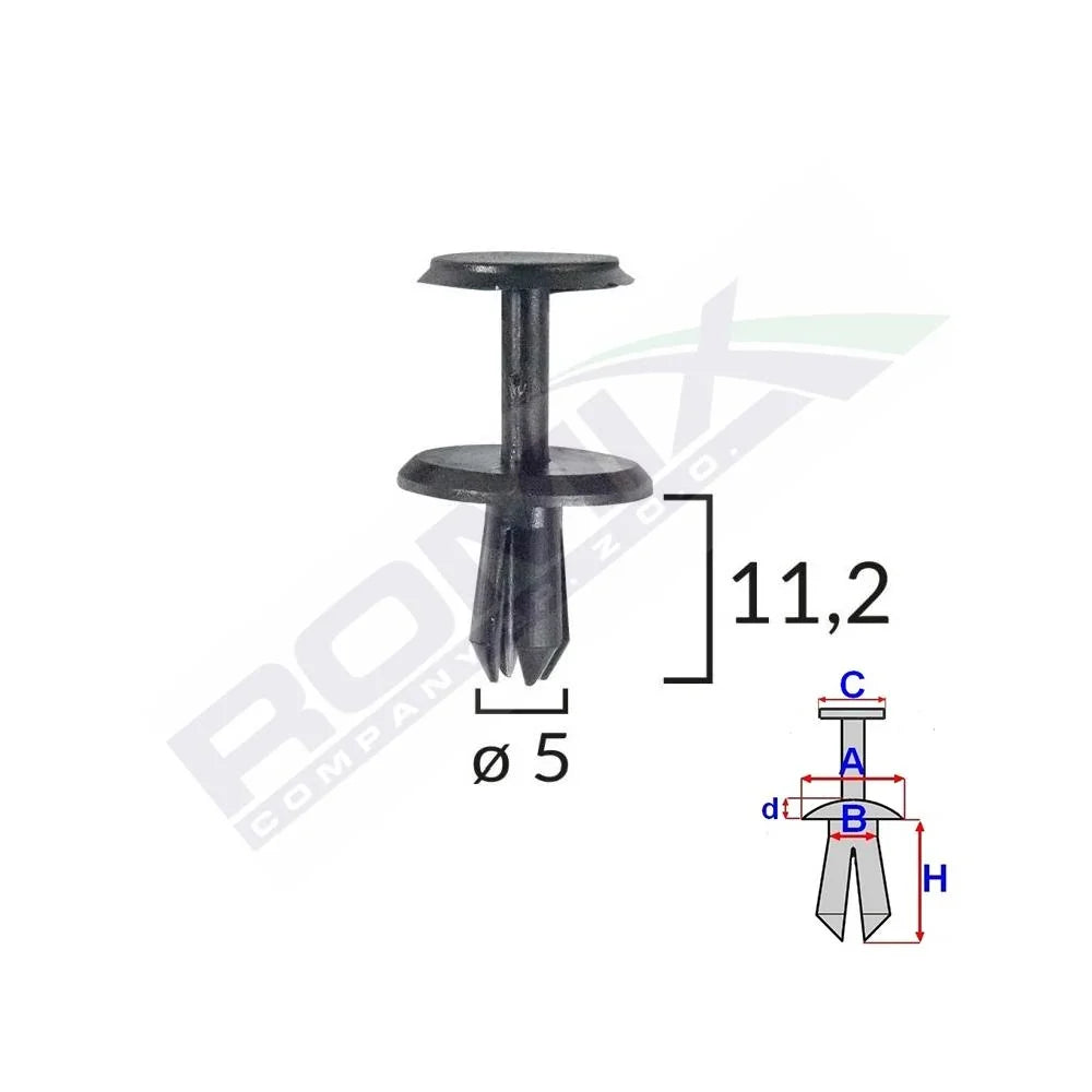 Clips fixare pentru Mercedes 5X11.2MM - negru set 10 buc Romix A82009 – imagine 2