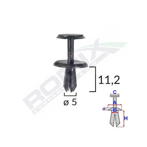 Clips fixare pentru Mercedes 5X11.2MM - negru set 10 buc Romix A82009 – imagine 2