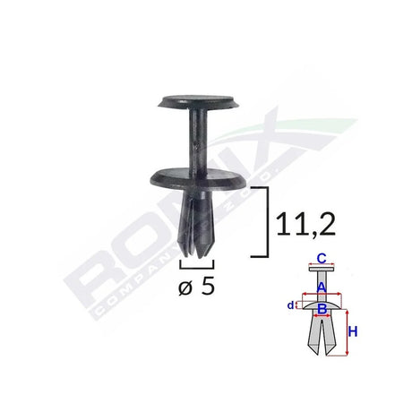 Clips fixare pentru Mercedes 5X11.2MM - negru set 10 buc Romix A82009 – imagine 2