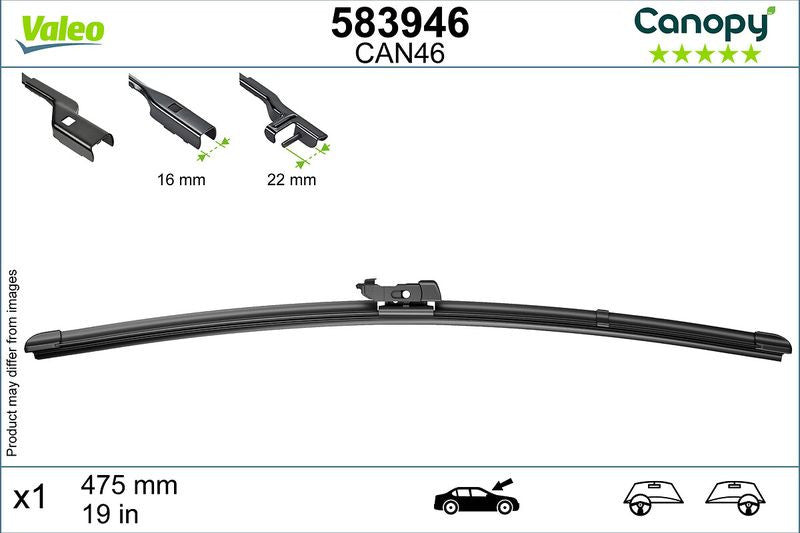 Lamela stergator Valeo Canopy 475 mm | 19 inch 583946 – imagine 2