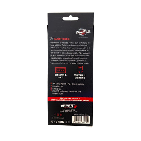 Cablu usb-a - lightning 12w carmax 1m 56635 – imagine 2