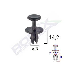 Clips fixare elemente exterioare pentru citroen/peugeot 8X14.2MM - negru set 10 buc Romix A17156