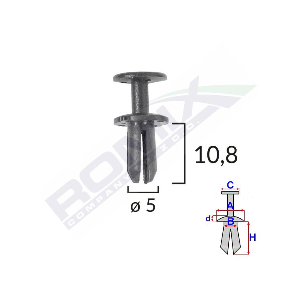 Clips fixare pentru grup vag 5X10.8MM negru - set 10 buc Romix C70300