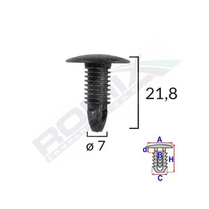 Clips tapiterie pentru honda/hyundai/toyota 7X21.8MM - negru set 10 buc Romix A175047C – imagine 2