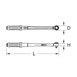 Schita dimensiuni Cheie dinamometrica cu clichet KS TOOLS 7885166042