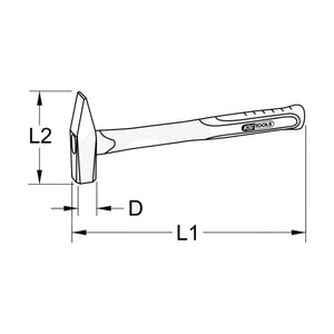 Schita dimensiuni Ciocan lacatuserie ci maner din fibra de sticla 1000g KS TOOLS 7881421401