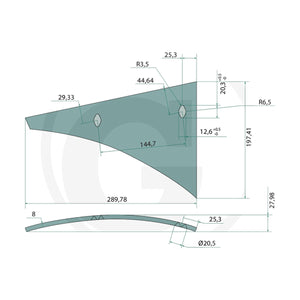 Schita dimensiuni Cormana - componenta frontala dreapta compatibila Kuhn GRANIT 56028 619200