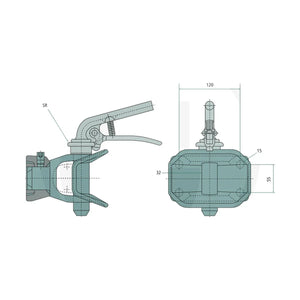 Schita dimensiuni Cupla de tractare cu flansa C40 – bolt manual, D 45 kN compatibila John Deere, Fendt, Massey Ferguson WALTERSCHEID 770KU514A