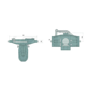 Schita dimensiuni Cupla tractare reglabila cu bila 80 mm compatibila John Deere, Case IH, New Holland WALTERSCHEID 770KI8329