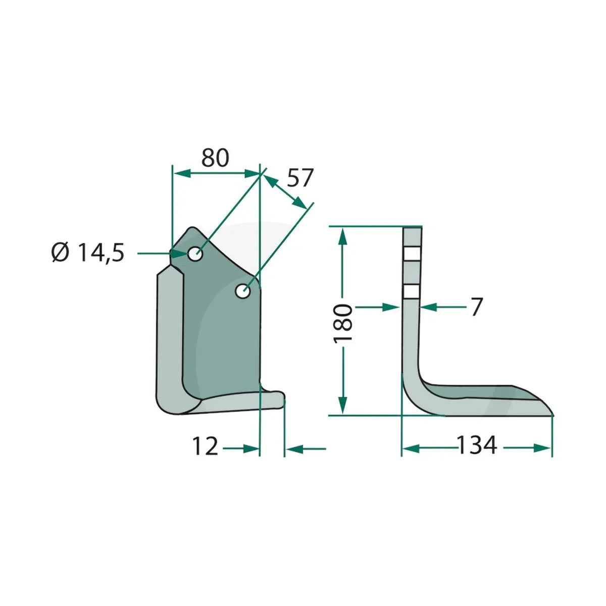 Schita dimensiuni Cutit partea dreapta in unghi drept GRANIT 180CEL-08R