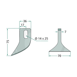 Schita dimensiuni Cutit tocatoare GRANIT 18063-JDE-01