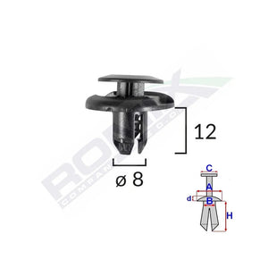 Clips fixare elemente roata pentru honda/mitsubishi 8X12MM - negru set 10 buc Romix B19239 – imagine 3