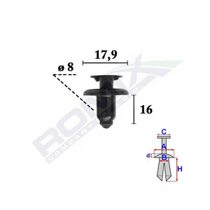 Clips fixare elemente exterior pentru Hyundai, KIA8X16MM negru - set 10 buc Romix C70346