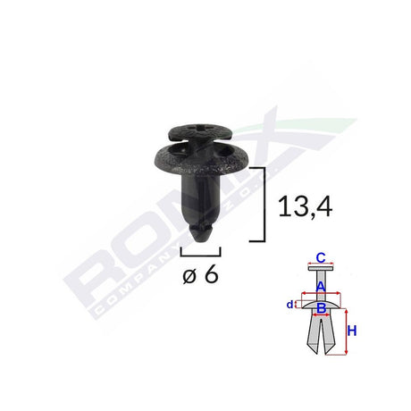 Clips fixare pentru lexus/suzuki/toyota/honda/yamaha 6X13.4MM - negru set 10 buc Romix B25376
