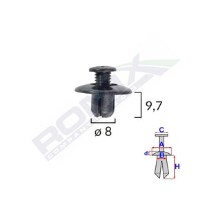 Clips fixare pentru mazda/toyota 8X9.7MM - negru set 10 buc Romix B22045