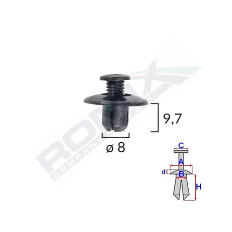 Clips fixare pentru mazda/toyota 8X9.7MM - negru set 10 buc Romix B22045 – imagine 2