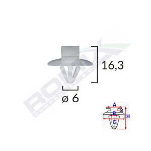 Clips fixare elemente exterioare pentru iveco/opel/renault 6X16.3 - gri set 10 buc Romix 71188