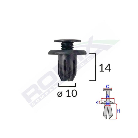 Clips fixare pentru Honda Mini - negru set 10 buc Romix 60002