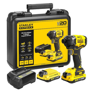 Masina de Insurbat cu Impact 18V, Stanley Fatmax V20, Fara Perii, 3 Viteze, Hex 1/4", 190Nm, 2 x 2.0 SFMCF820D2KQW