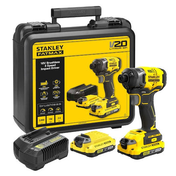 Masina de Insurbat cu Impact 18V, Stanley Fatmax V20, Fara Perii, 3 Viteze, Hex 1/4", 190Nm, 2 x 2.0 SFMCF820D2KQW